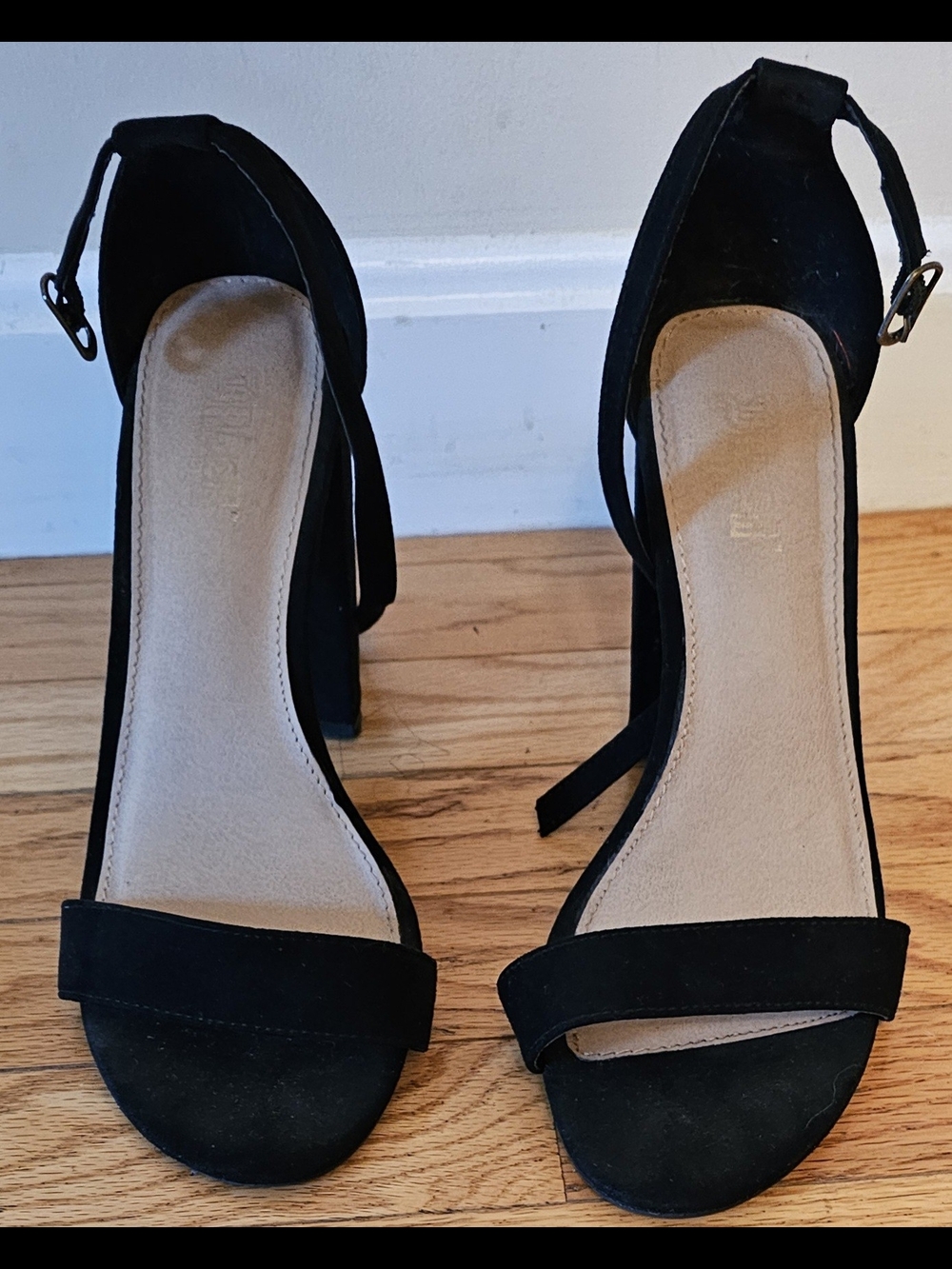 Brash Houston Block High Heel Black Women's  Faux Suede Open Toe Strapy Sz 8